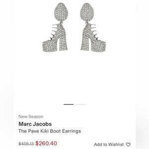 Marc Jacobs Silver Glitter Boot Earrings